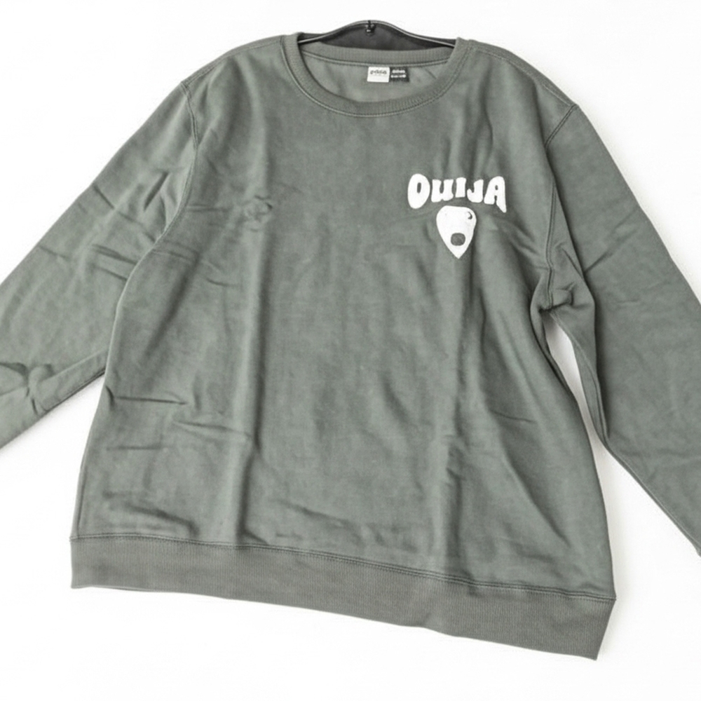 Ouija Game Board Adult Grey Crew Neck Long Sleeve Sweatshirt